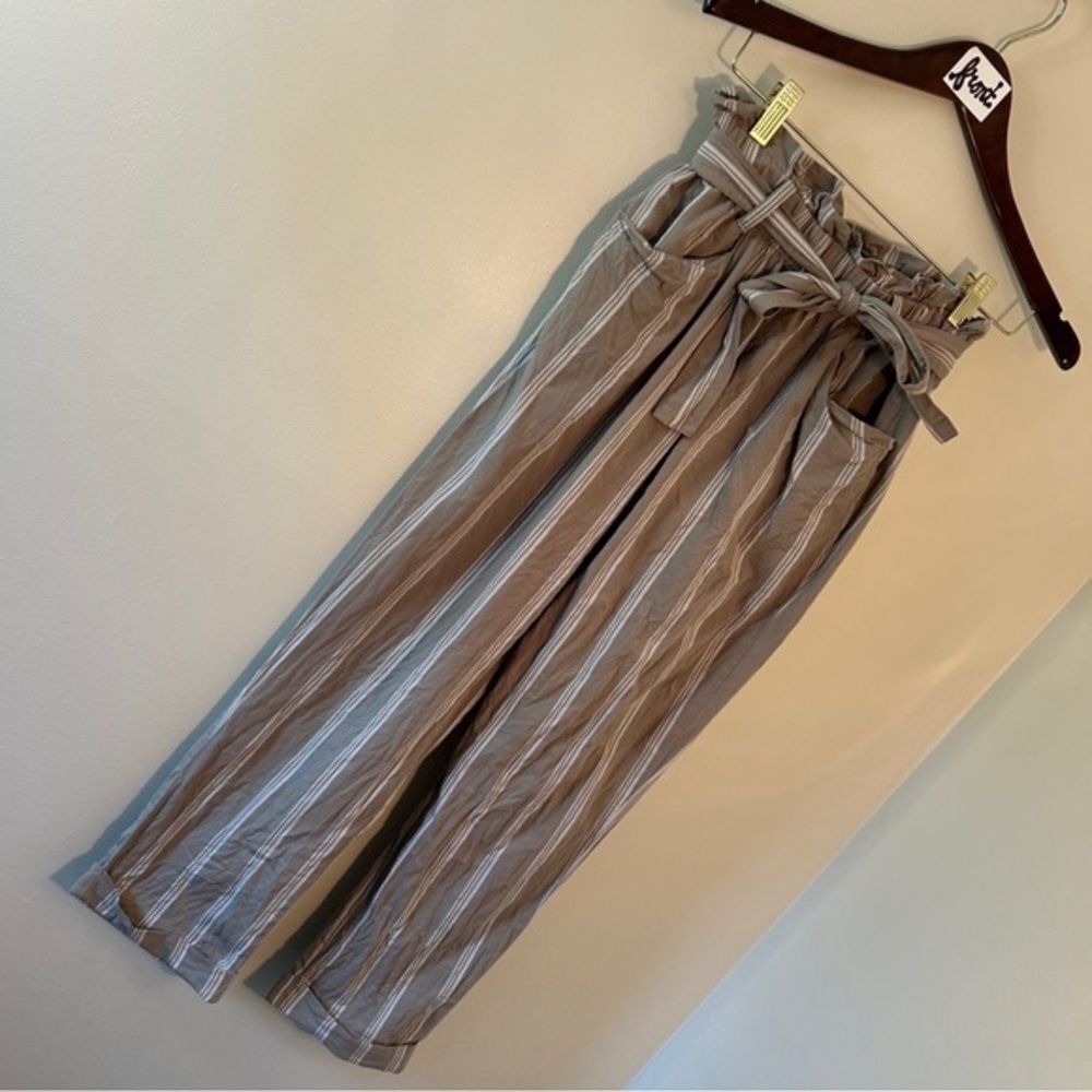 Thread & Supply Striped Paperbag Waist Pants with tie belt women's sz S